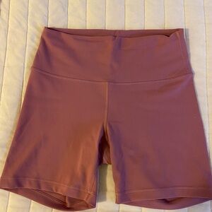 Lululemon Mauve Wunder Under High-Waisted Biker Shorts
